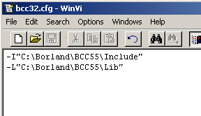 Figure 4-1: bcc32.cfg in a text editor